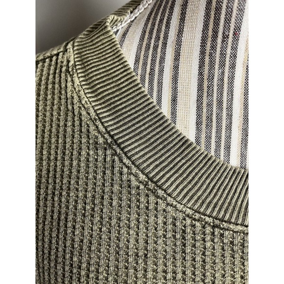 Free People Sz Large Distressed Pullover Top w-tie side closure Boho/Hippi Green - Picture 6 of 12